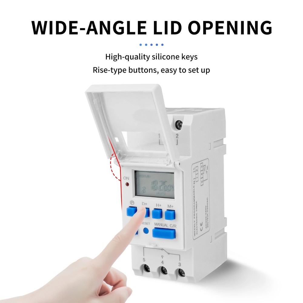 Programmable Digital LCD Time Relay Switch DIN Rail Control Timer (220V 15A) UK