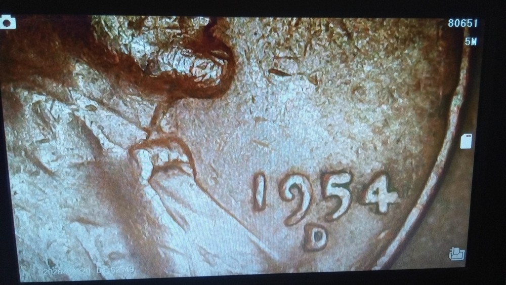 1954 D Lincoln Wheat Cent Error Coin Double Struck