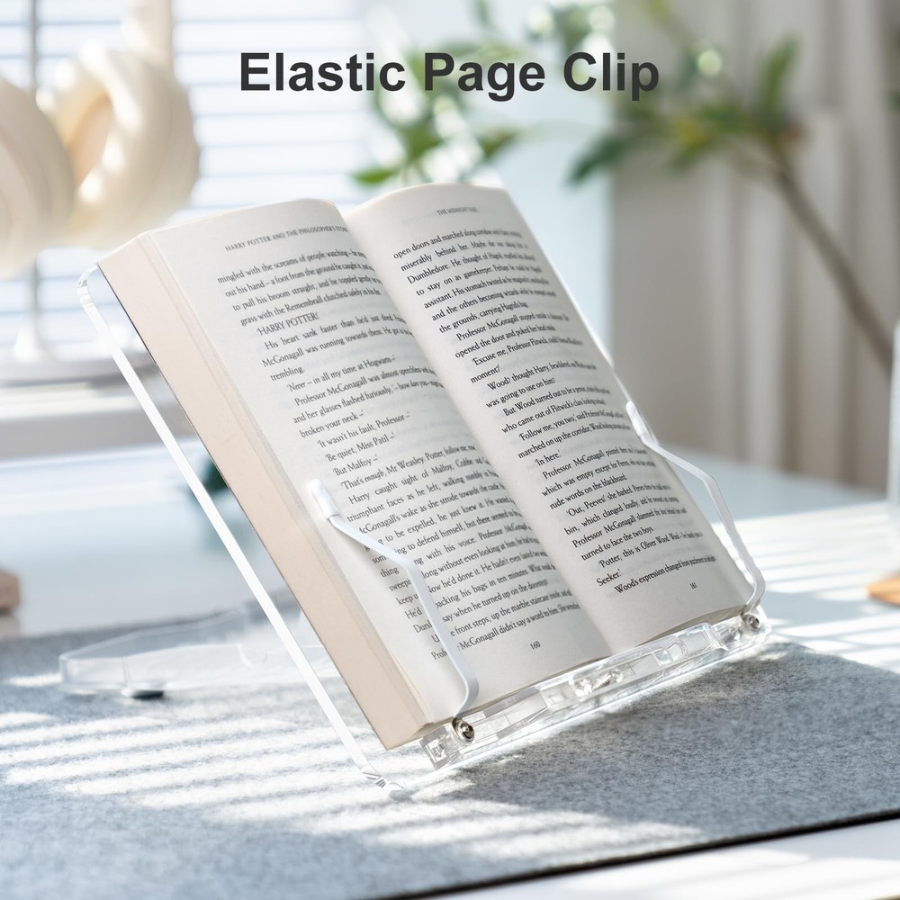 Acrylic Book Stand for Reading Portable Holder for Desk Angle Adjustable