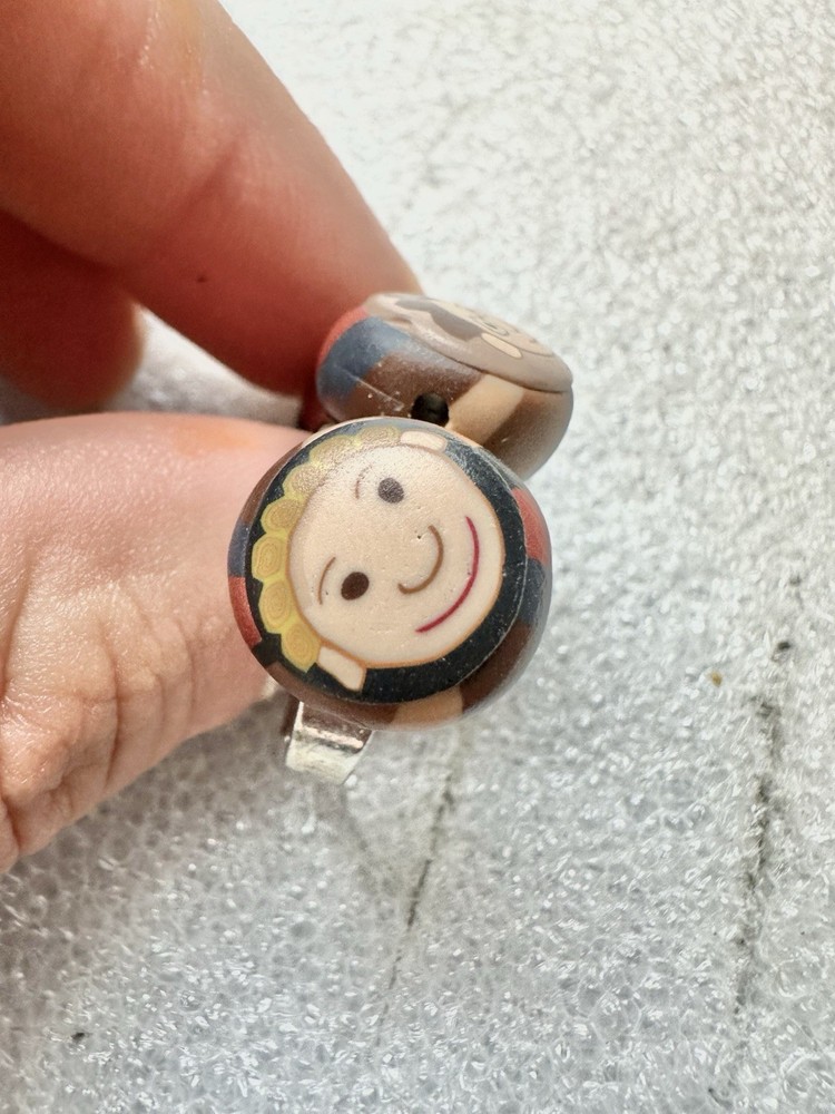 Whimsical 3 Faces POLYMER Clay Adjustable Ring