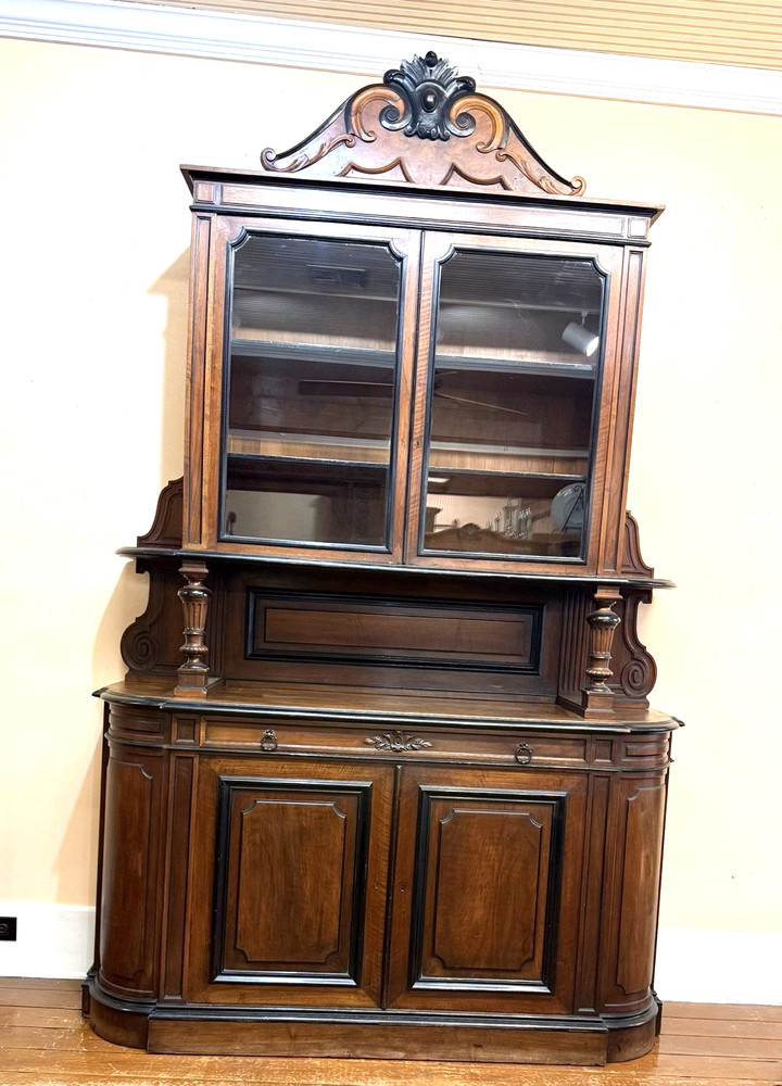 French Walnut louis Phillippe Buffet Sideboard Hutch