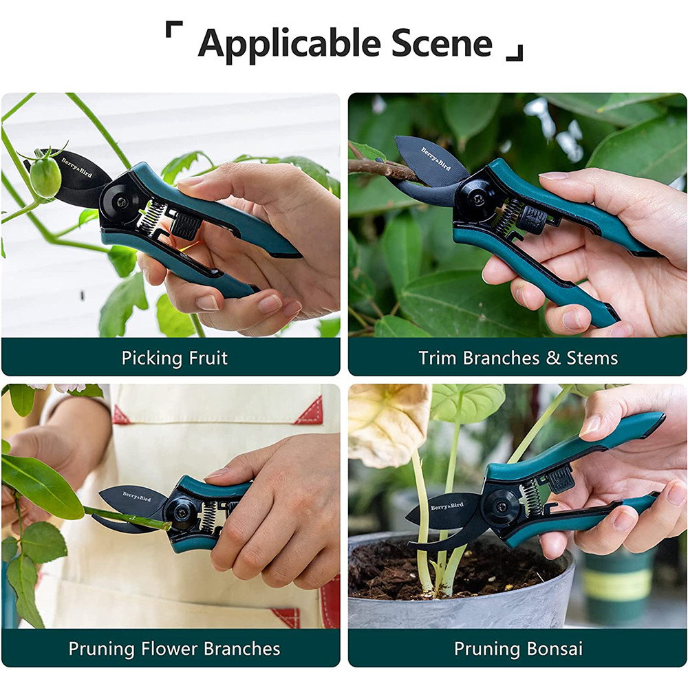 Berry&Bird 2pcs Garden Pruning Shears Mini Micro-Tip Pruning Snips Hand Pruner
