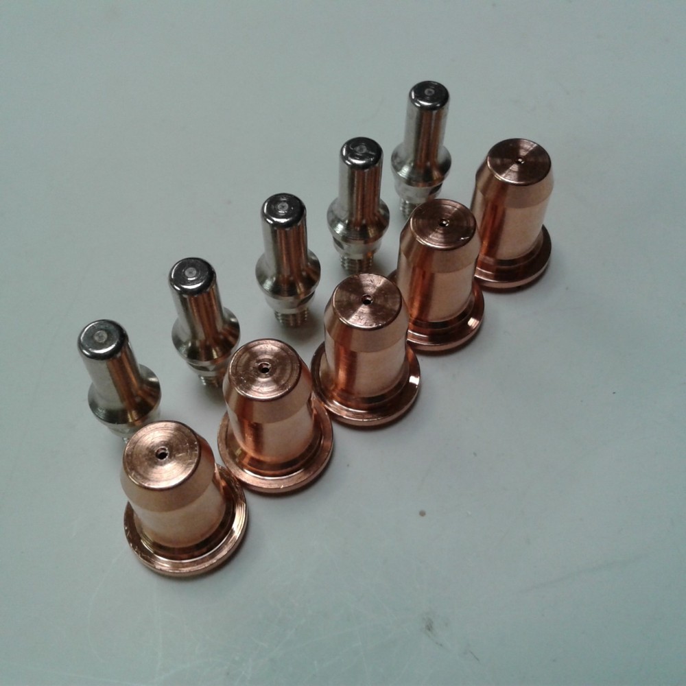 10PC TECMO FLAT TIP & ELECTRODE SET PT AND IPT 40 & 60 PLASMA CUTTER TORCH READ