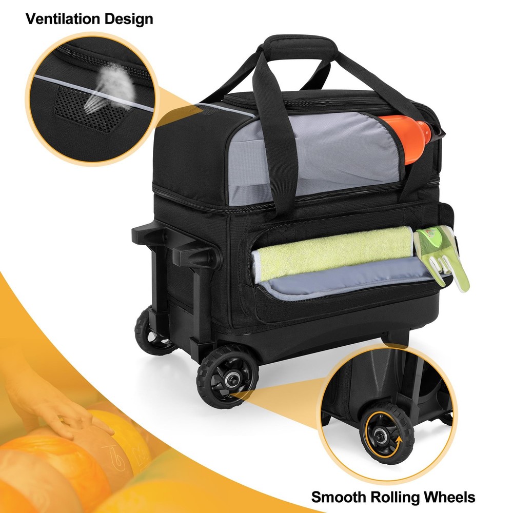 GOBUROS Single Ball Roller Bowling Bag with Wheels and Retractable Handle Ext...