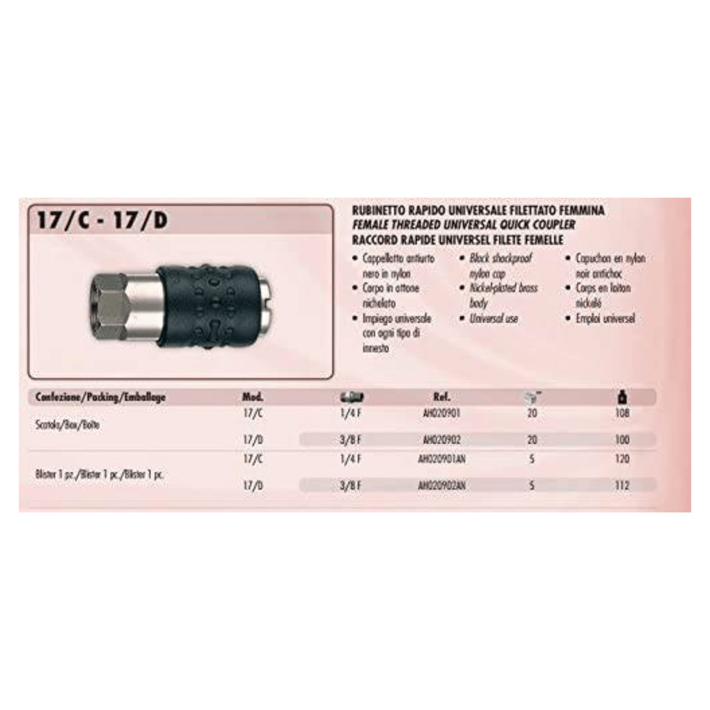ANI 17-C Quick Release Female Coupler Universal Fitting