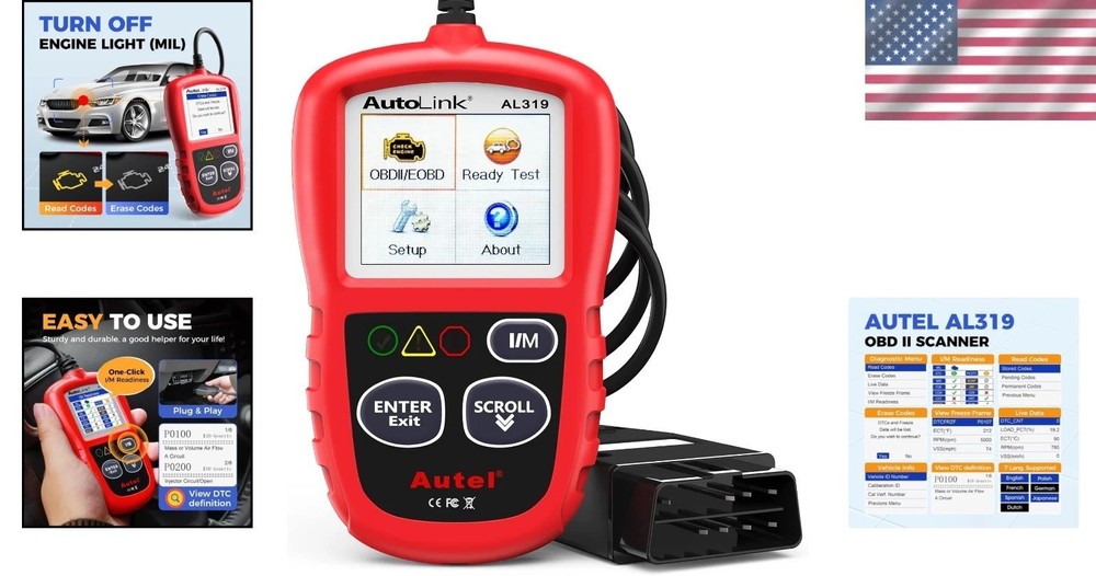 2026 Upgraded AL319 Code Reader – Quick DTC Clearing & One-Click I/M Readiness