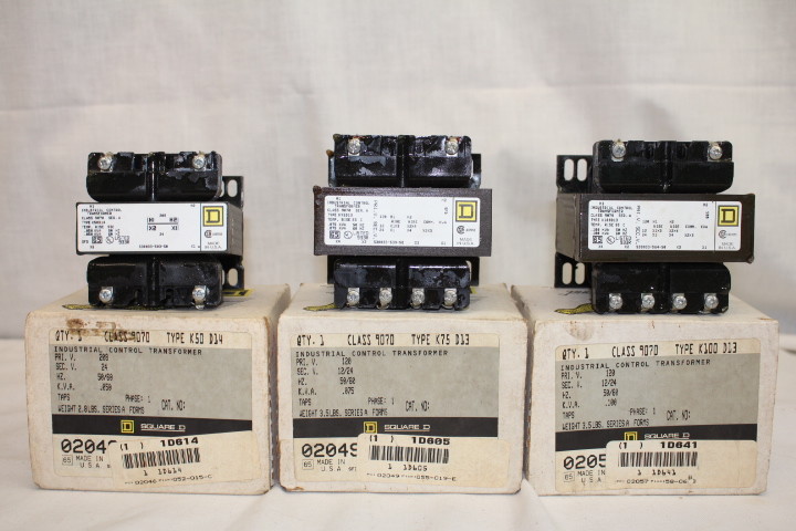 NOS NEW 3 Square D Class 9070 Industrial Control Transformers Series A Forms