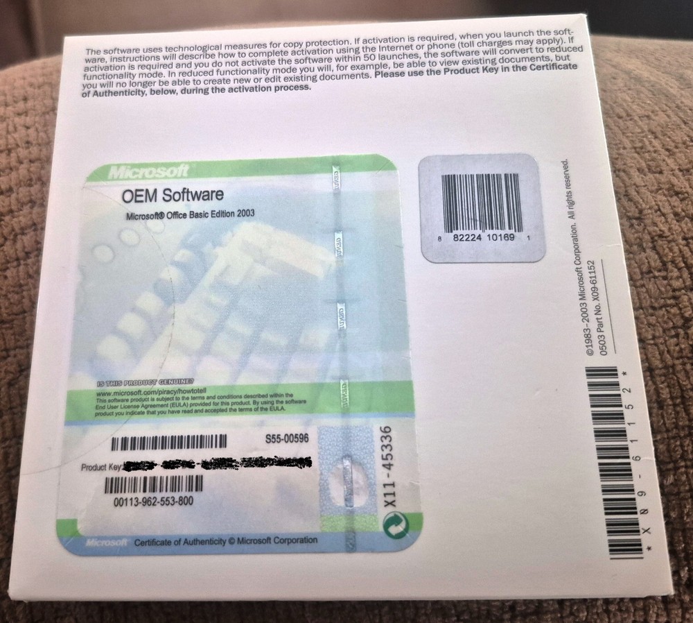 Microsoft Office Basic Edition 2003 CD with Product Key