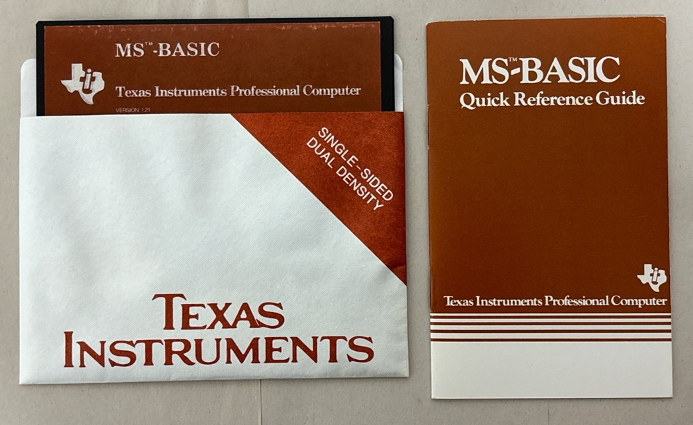 MS-BASIC Ver 1.21 Texas Instruments Software & Manual VTG 1983 Microsoft 5.25"
