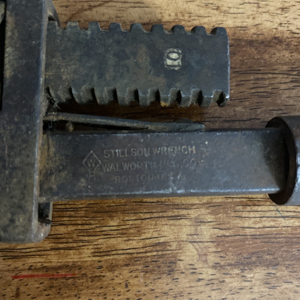 Vtg Stillson Pattern Adjustable Pipe Monkey Wrench 9" USA Walworth Mfg No. 10