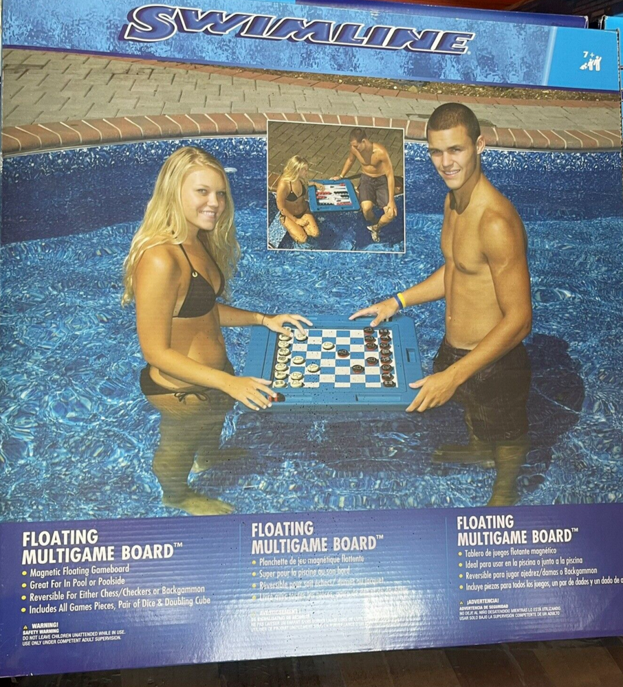 Swimline Floating Multigame Board for Pool Poolside - Chess Checkers Backgammon