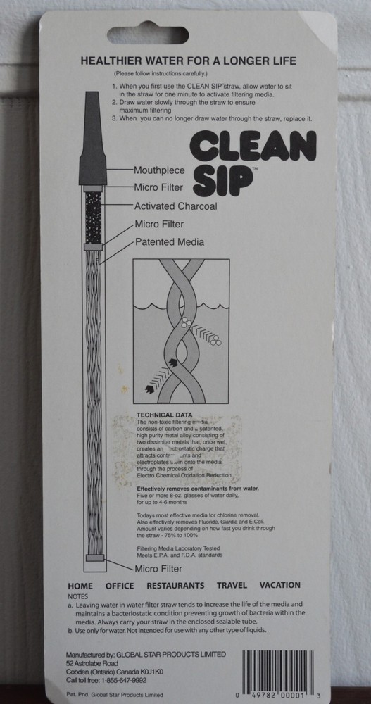 Clean Sip Water Filter Straw NIP