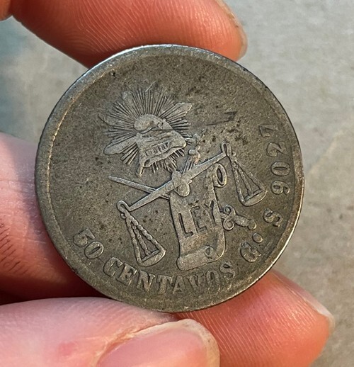 Mexico - 1875 GoS Silver 50 Centavos - Popular