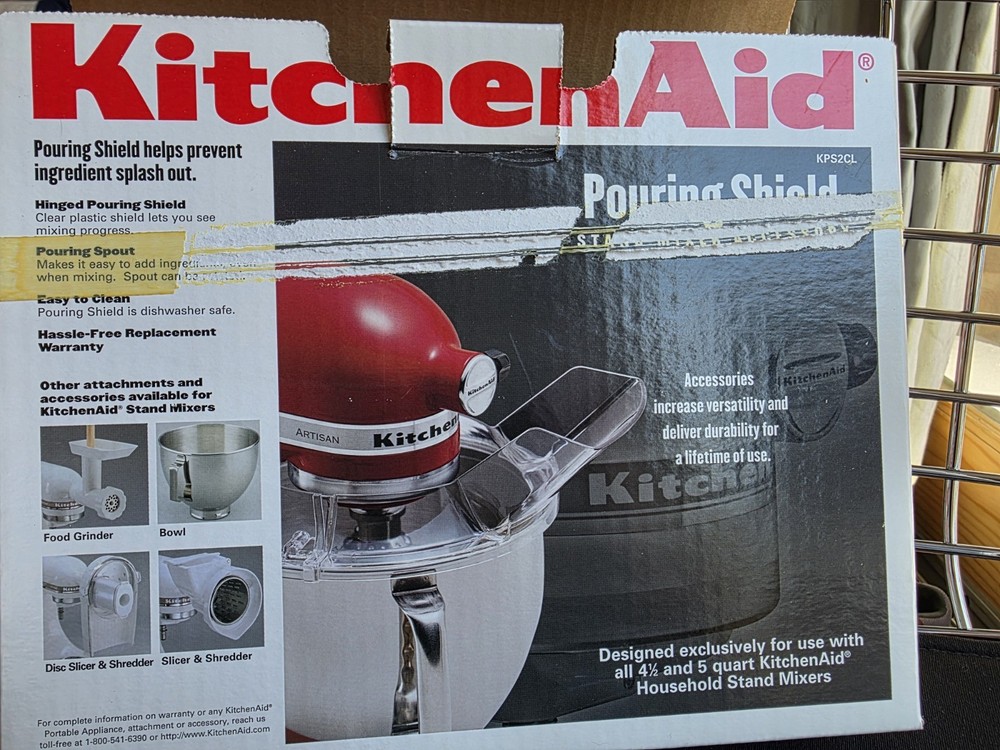 Original Box KitchenAid Pouring Shield KPS2CL Plastic Clear Mixer
