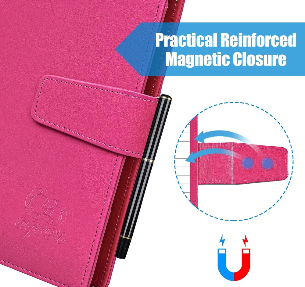 Agoer A5 Clipboard Folder Padfolio Portfolio,Leather Storage Pink