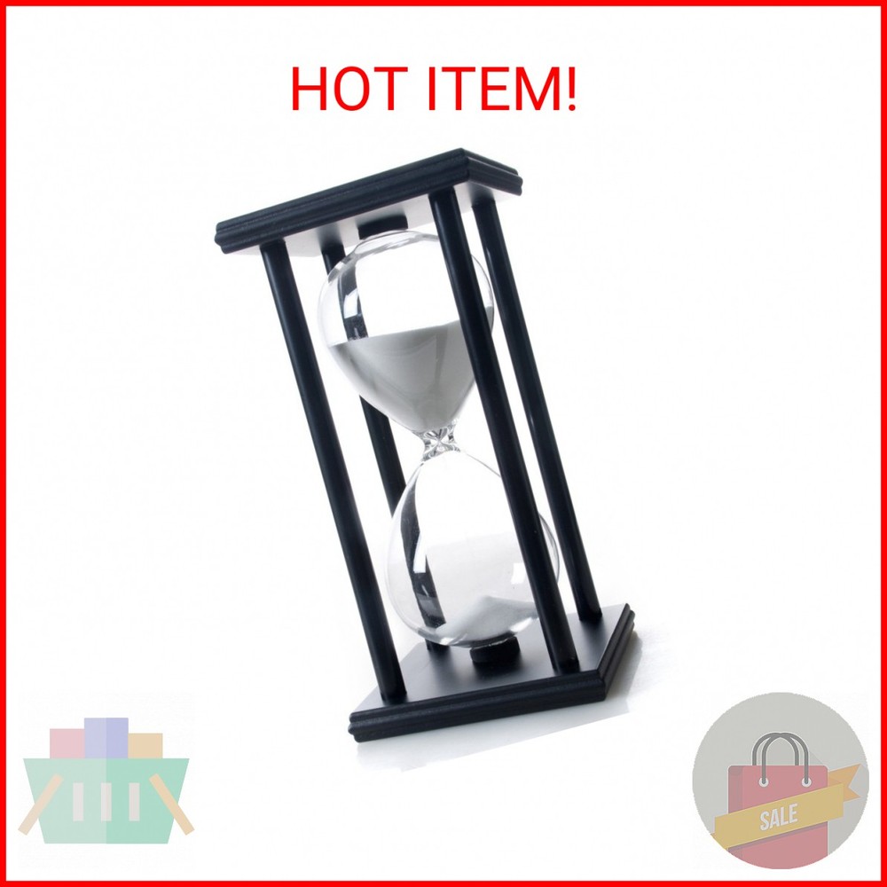 Bellaware 60 Minutes Hourglass, Wood Sand Timer White