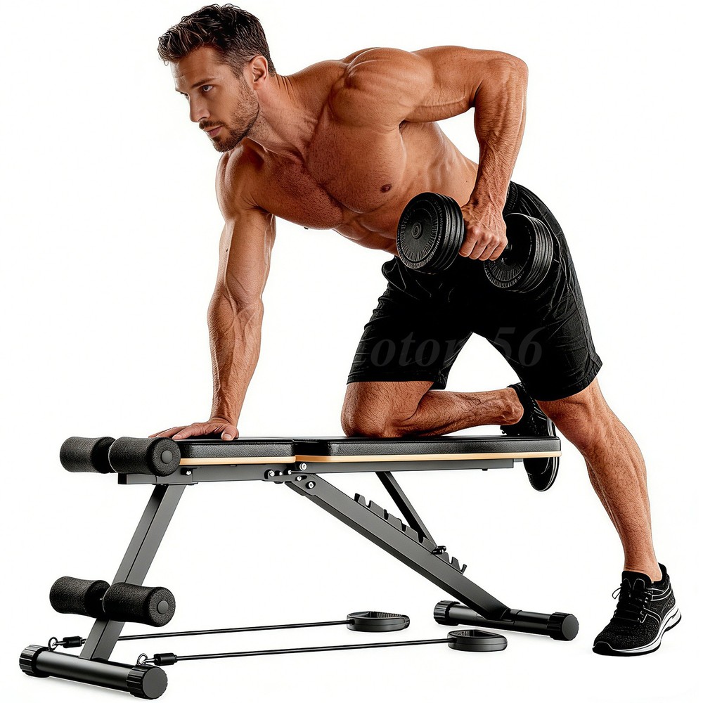 Foldable Weight Bench Adjustable Strength Training Full Body Workout Incline Gym