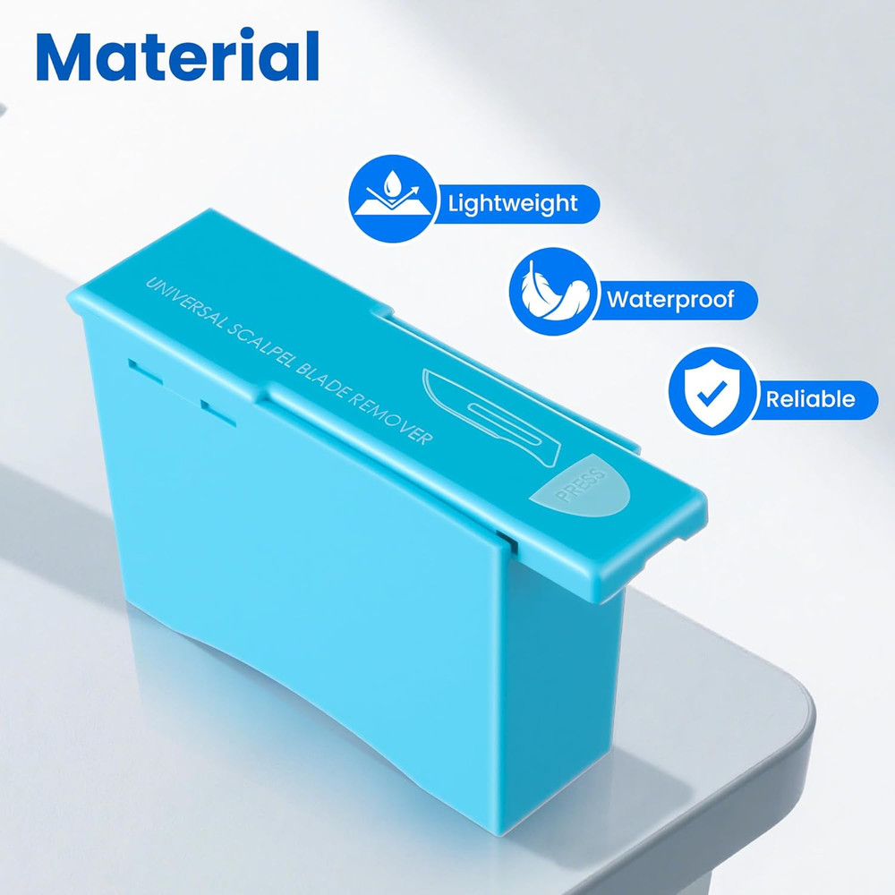 Compact Blade Remover Box, Handheld Blue Sharps Disposal Container, Plastic 1pc.