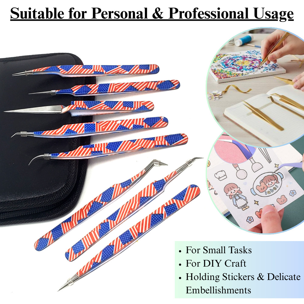 Multi-Purpose 8Pcs Craft Tweezers for Model Kit Beads Tiny Pieces & DIY Projects
