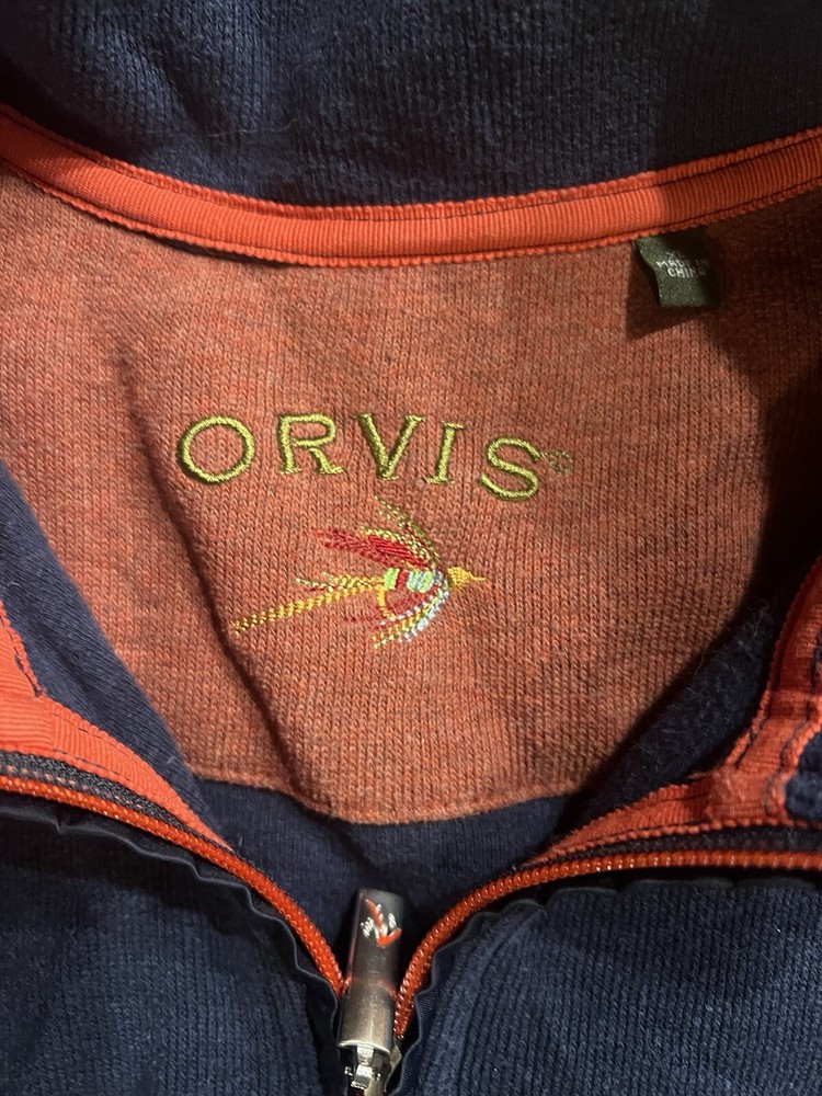 Orvis 1/4 ZIp Pullover Sweater Men's XL Blue