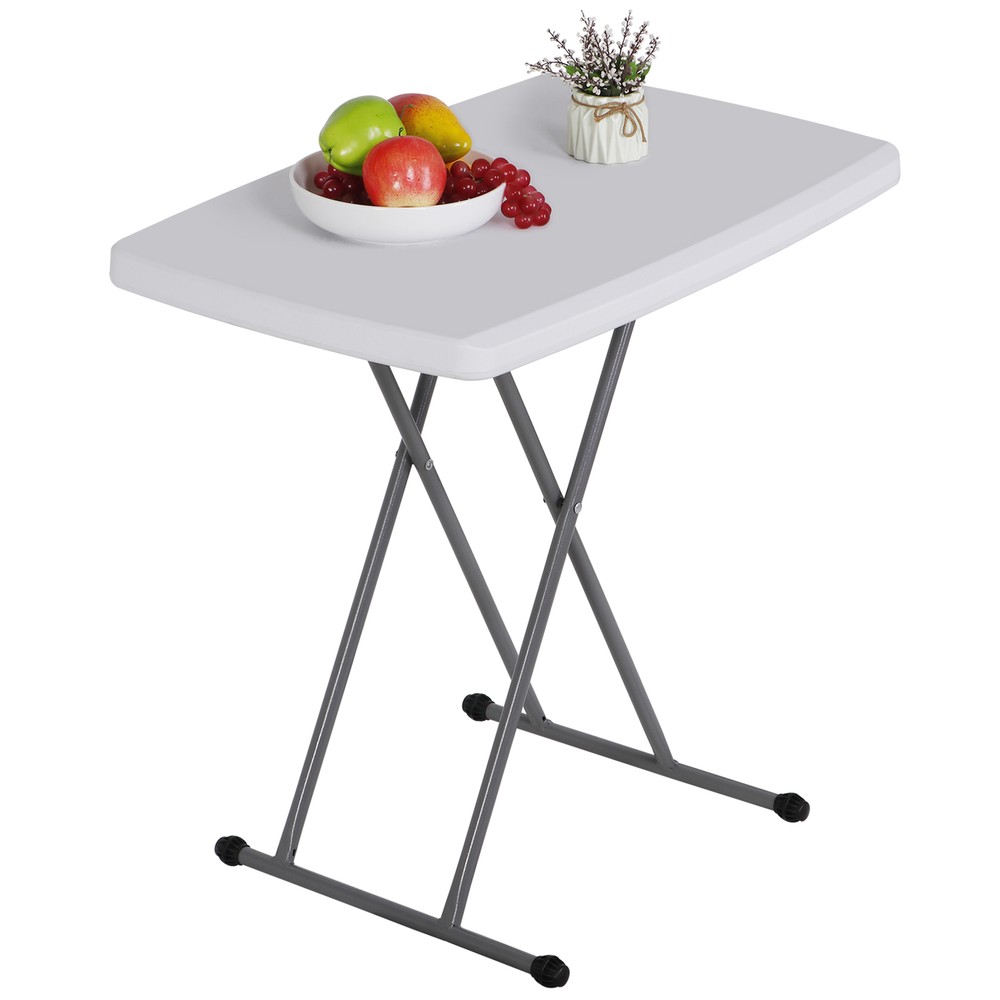 30" Adjustable Folding Laptop Table TV Tray White Table Writing Table Card Table