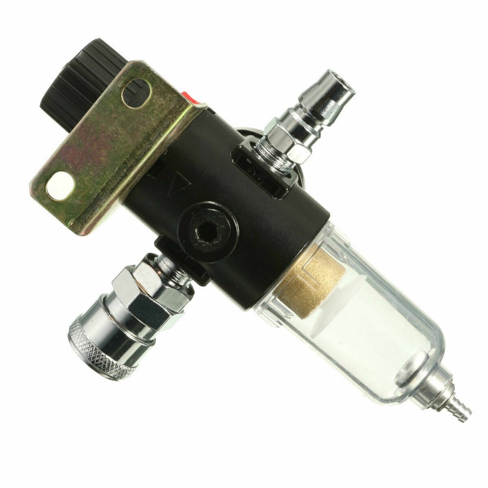 1/4" Air Compressor Filter Water Separator Trap Tools Kit With Regulator Gauge