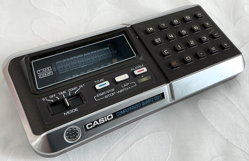 Working! 1976 CASIO CQ-1 Calculator Computerized Quartz Clock Stop Watch