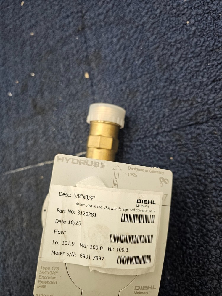DIEHL 3120281 Hydrus Water Meter 5/8" x 3/4" Encoder Type 173, IP68