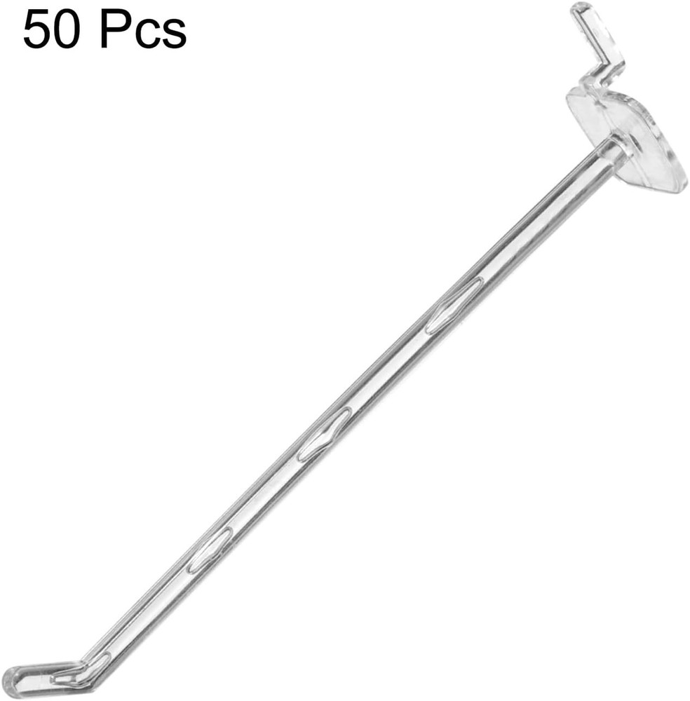 50pcs Clear Pegboard Hooks 6" Length Plastic Peg Board Shelving Display Hook