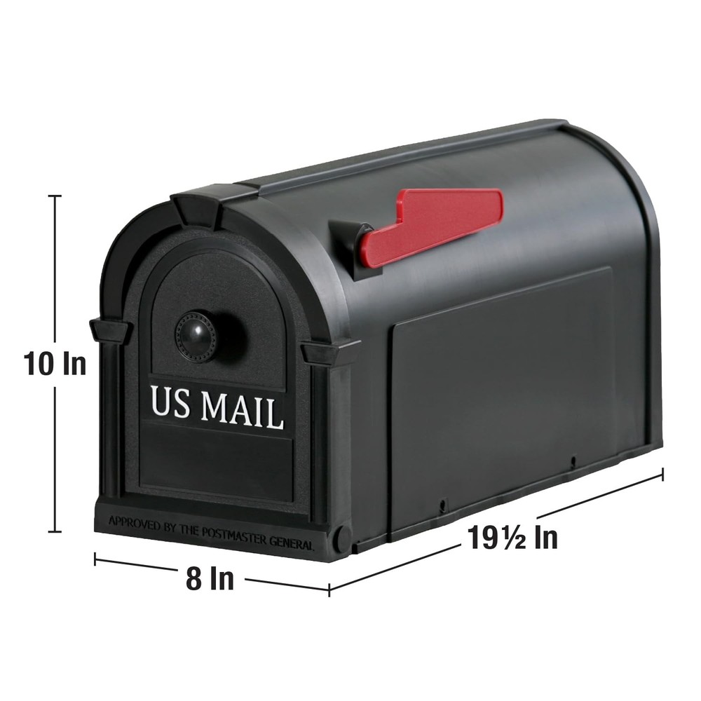 Postal Pro, The Hampton Mailbox, Durable Plastic, Easy to Install, Flag Black