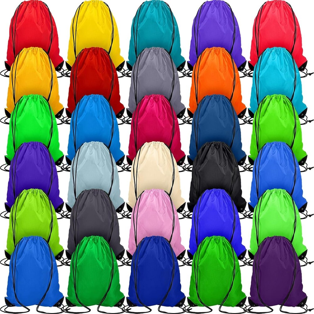 Shappy 60 Pieces Drawstring Bags Backpack Bulk 30 Multiple Colors