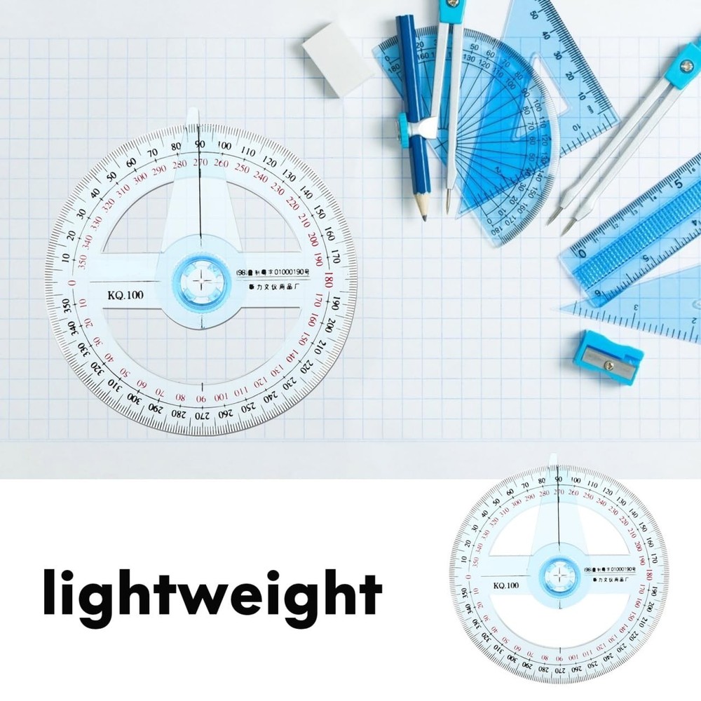 10 PCS Swing Arm Protractors Plastic 360-Degree Circle Drawing Tool