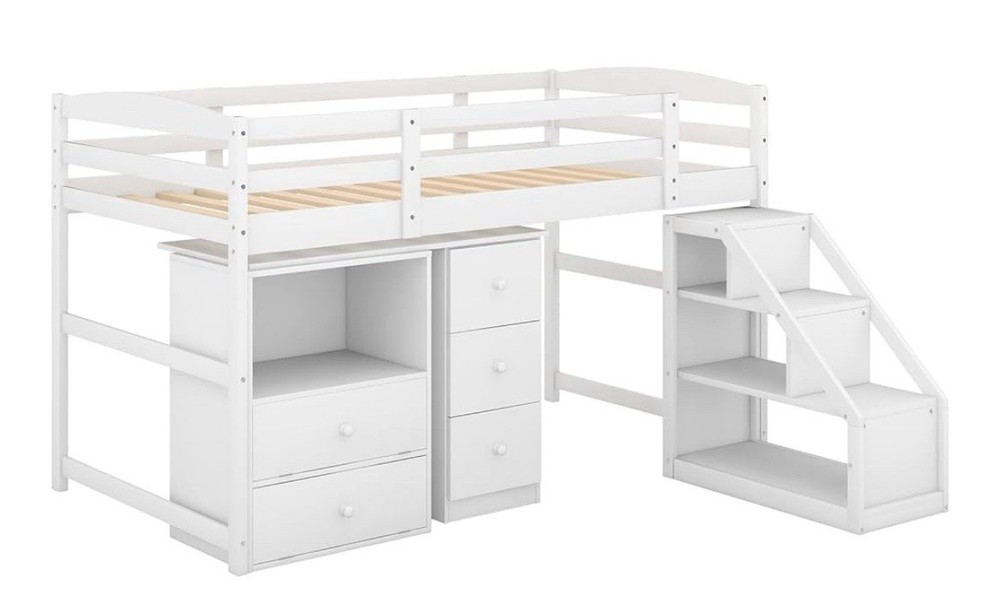 Loft Bed Set 3-Piece, Low Twin Loft Bed