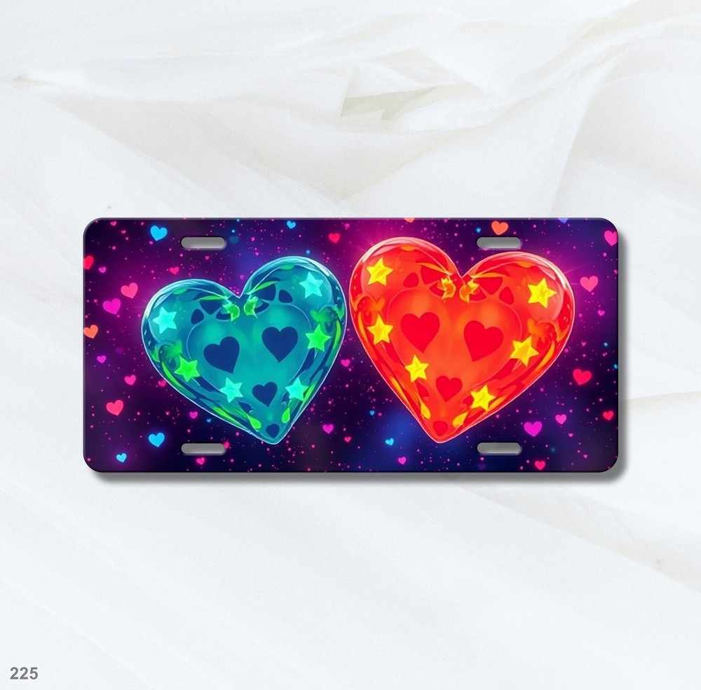 Bright Hearts License Plate Custom Front Bumper Plate Anniversary Gift