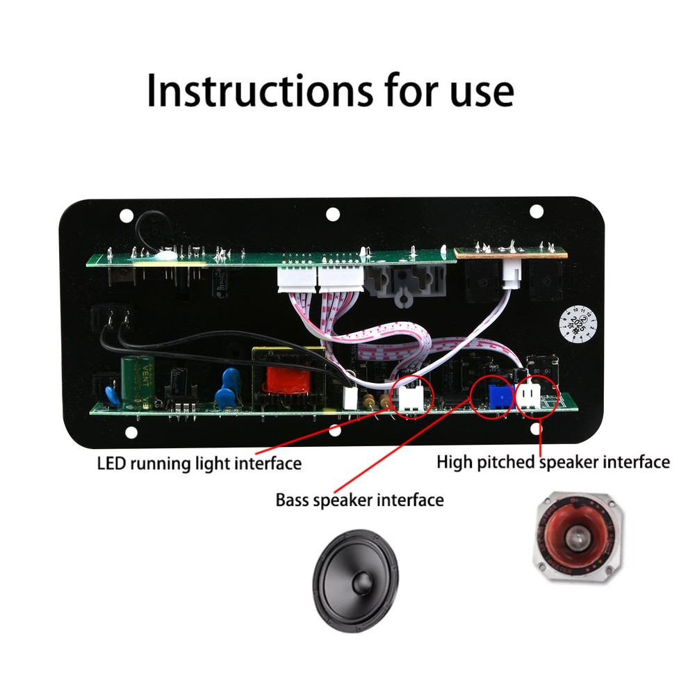 1set Audio Amplifier Board Bluetooth/3.5mm RCA/U disk/TF/MIC Input Support