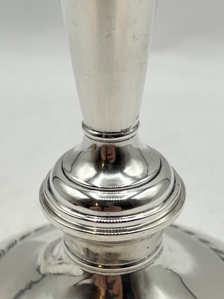 Gorham sterling silver candlestick with fluted top and decorative base 9.5in