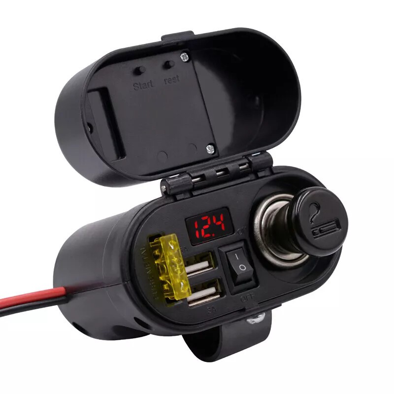 Motorcycle Waterproof 12V Cigarette Lighter Socket Phone GPS USB Power Charger