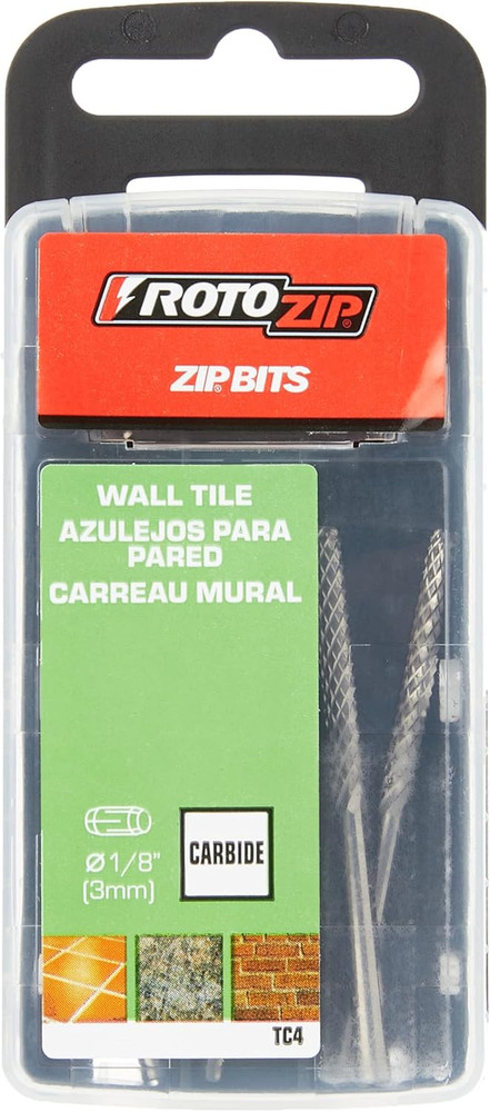 TC4 1/8-Inch Tile-Cutting Carbide Zip Bits, 4-Pack, Silver