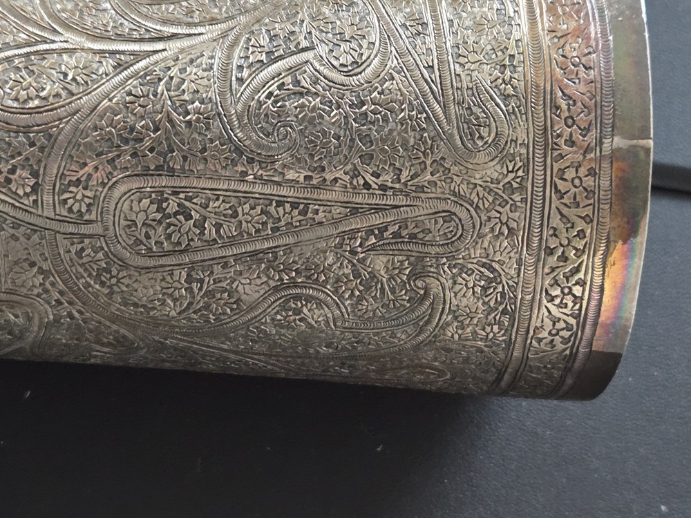 Large Antique Solid Silver India Kashmir Cup Paisley Design