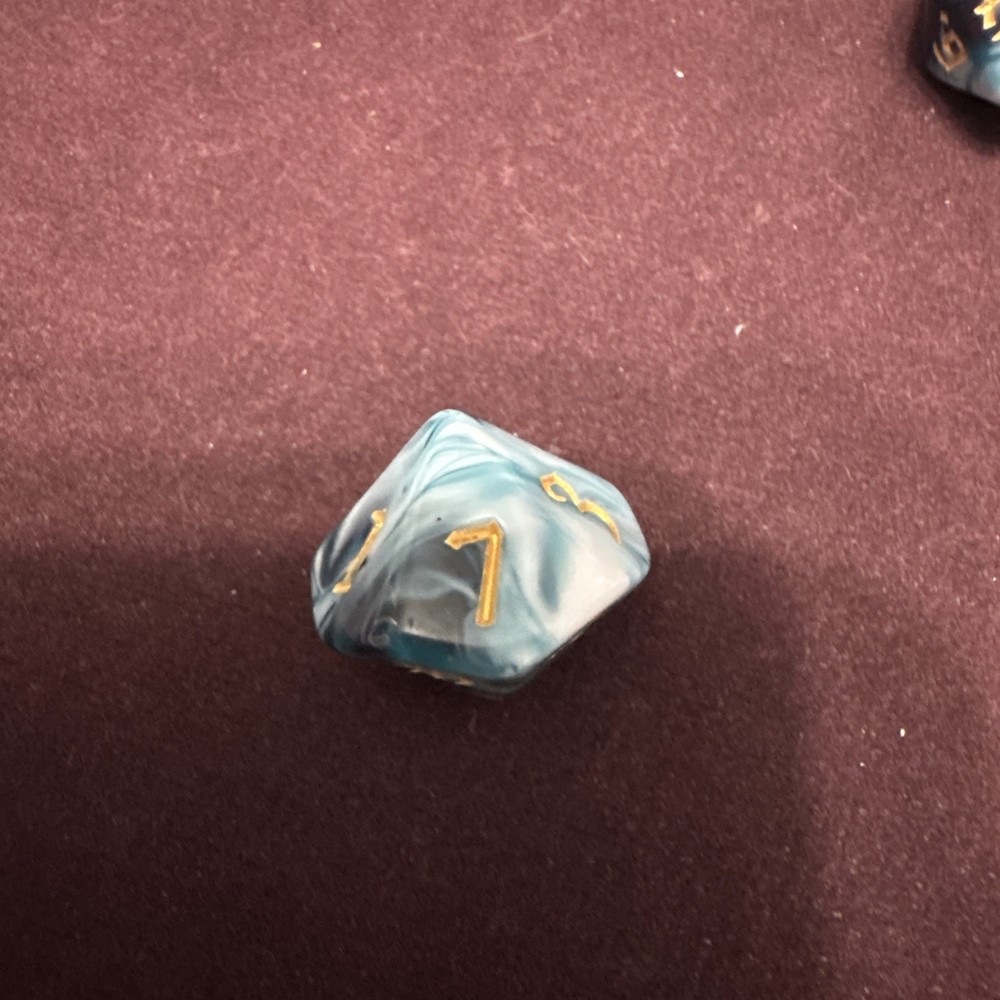Marbled Teal White Acrylic Dice Set - RPG DND 8