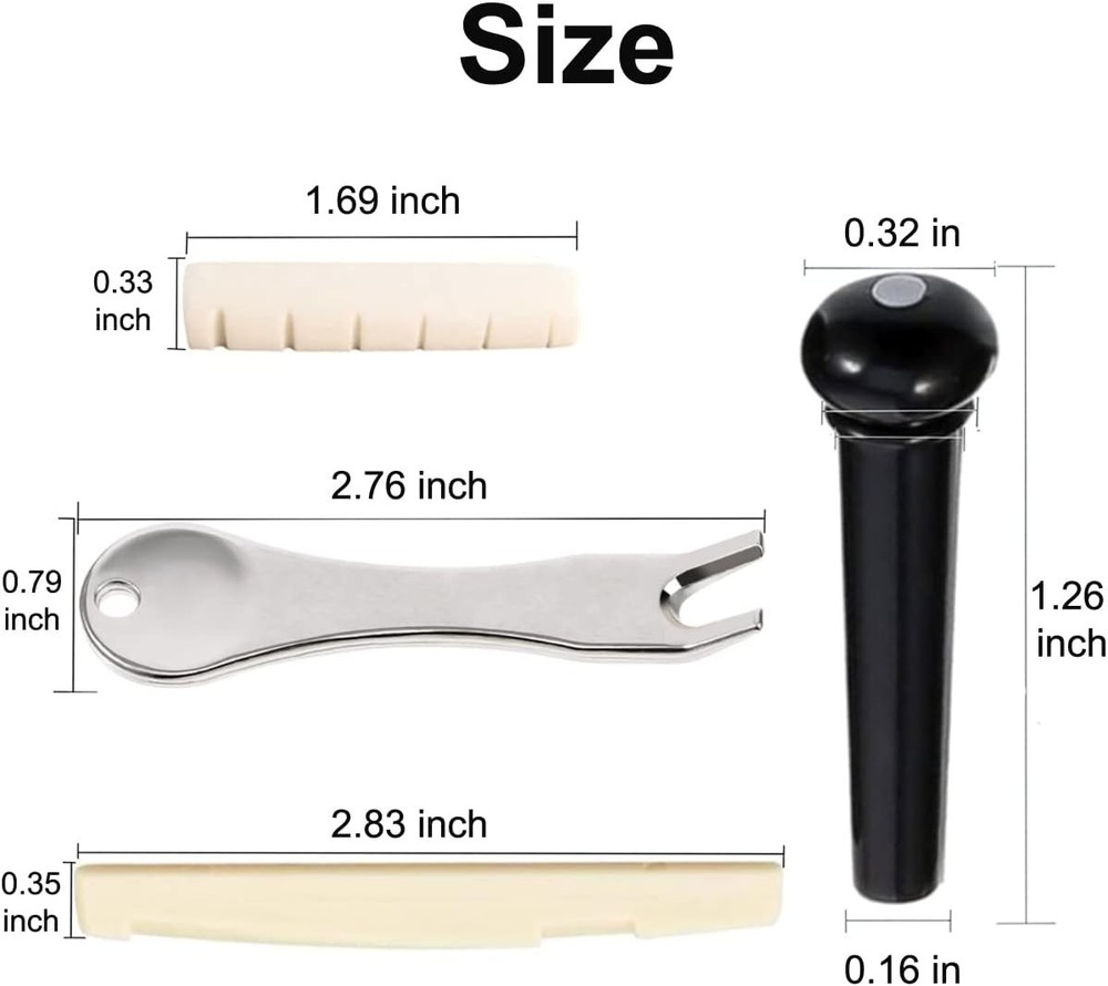 Guitar Bridge Pin Set: 12 Pins with Puller & Saddle for Ultimate Performance