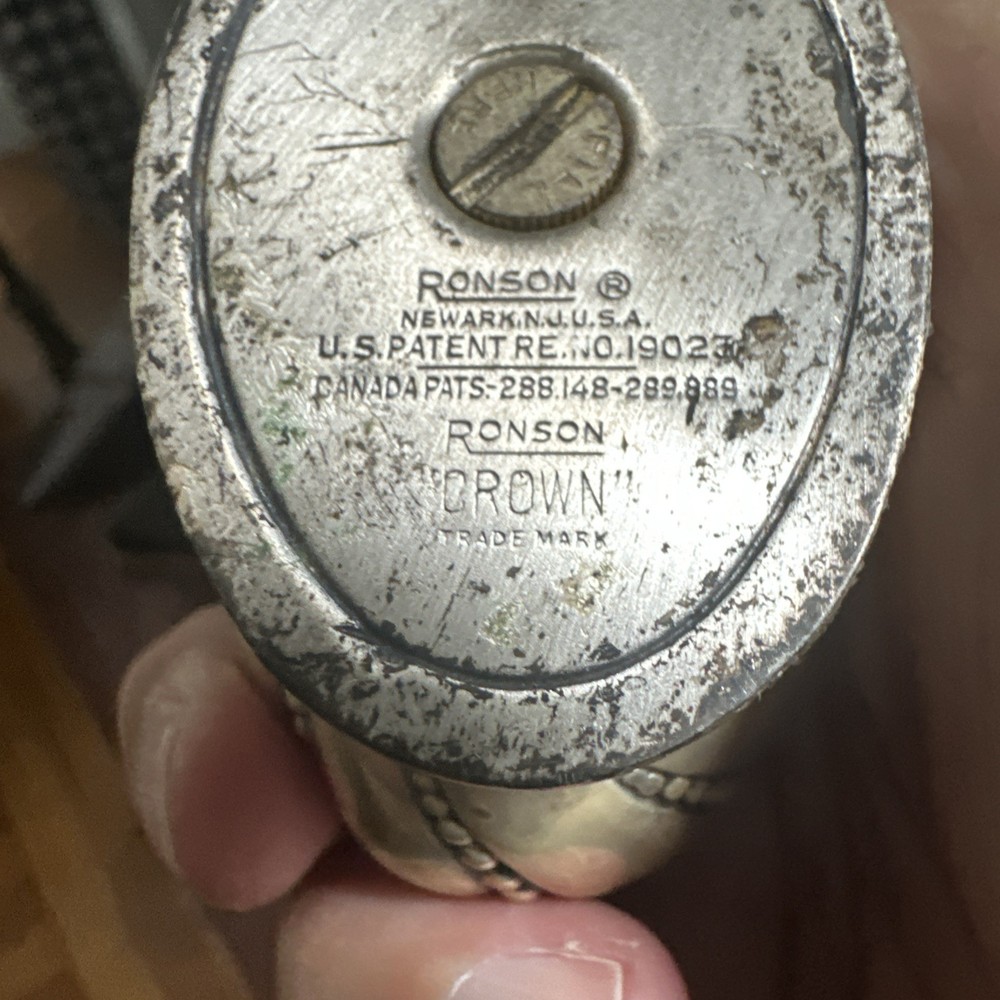 Ronson Crown silver plated table top lighter vintage untested