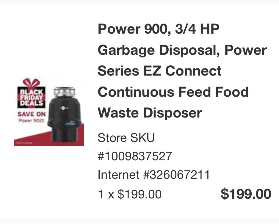 InSinkErator Power 900 3/4HP Garbage Disposal
