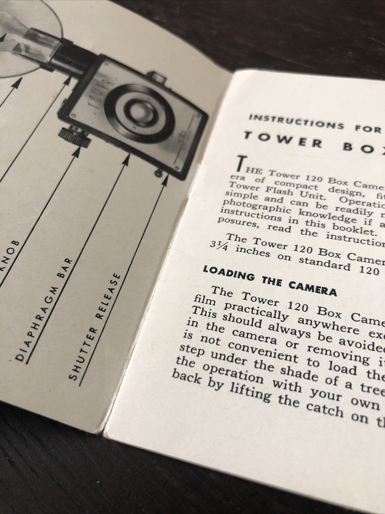 Vintage Sears & Roebuck Tower Box Camera Instructions