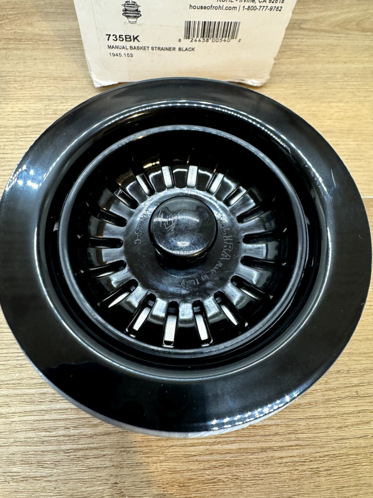 Rohl 735BK 3 1/2" Basket Strainer, Black *READ*
