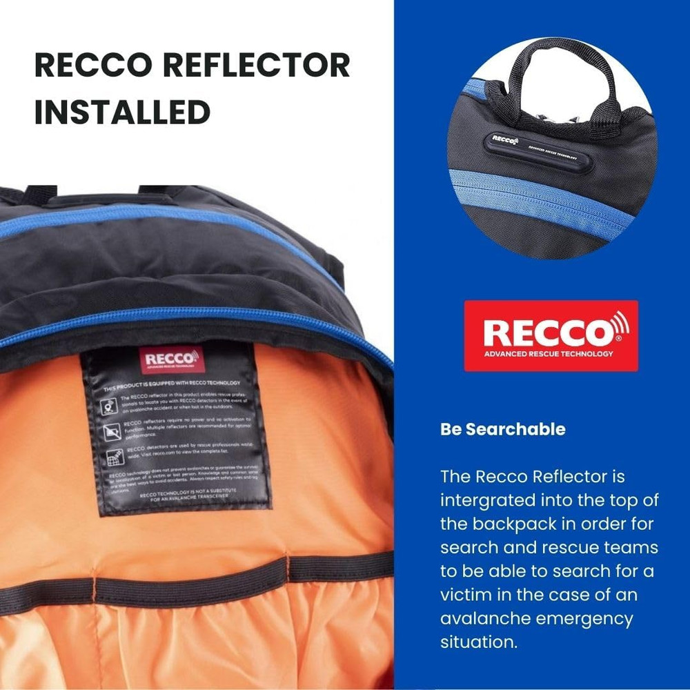Core Avalanche Kit,Ski Backpack Including Recco & Removable Back Protector, Hydr