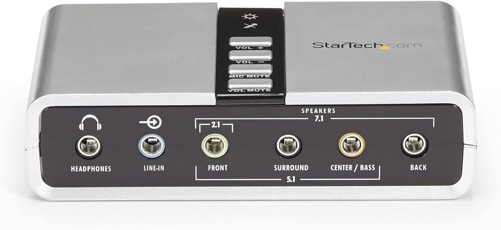 Compact External Sound Card with 7.1 Channels - USB Powered Audio Solution