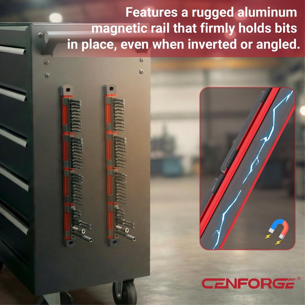 Cenforge 2-PC Magnetic Drill Bit Organizer, Slidable Rack, 80...