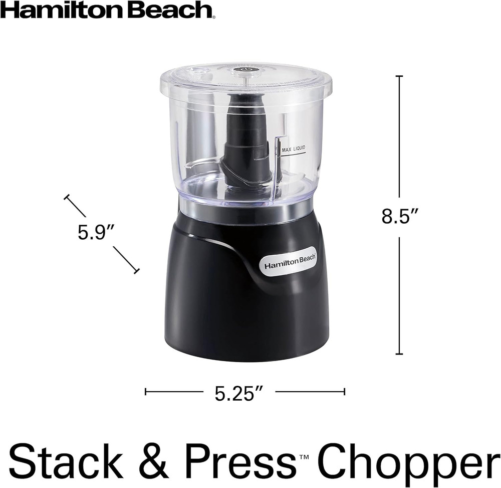 Hamilton Beach 3-Cup Electric Vegetable Chopper & Mini Food Processor, Black