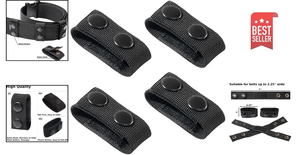 Multi-Functional Tactical Belt Loop Keepers - Snaps for Professionals, Pack of 4